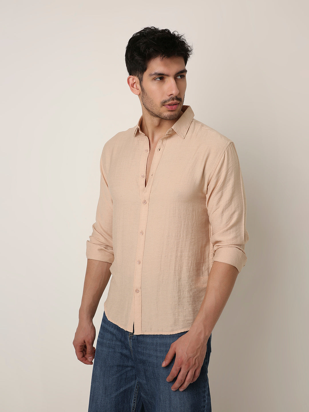 PEACH PERMIUM LINEN BLEND SHIRT