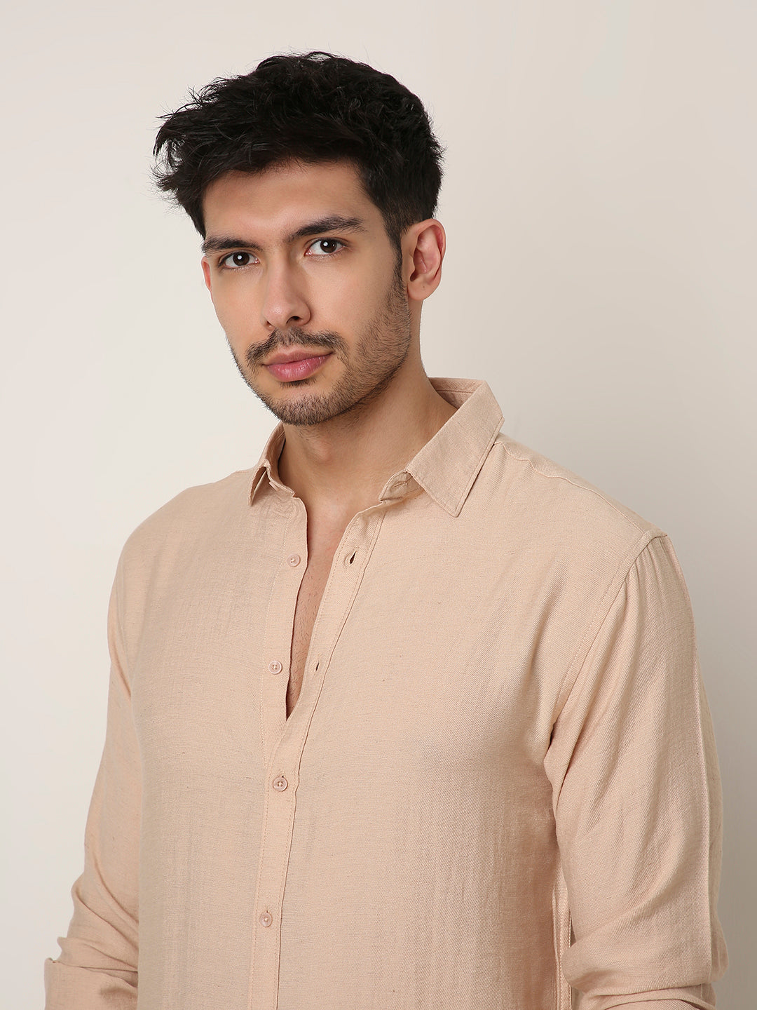 PEACH PERMIUM LINEN BLEND SHIRT