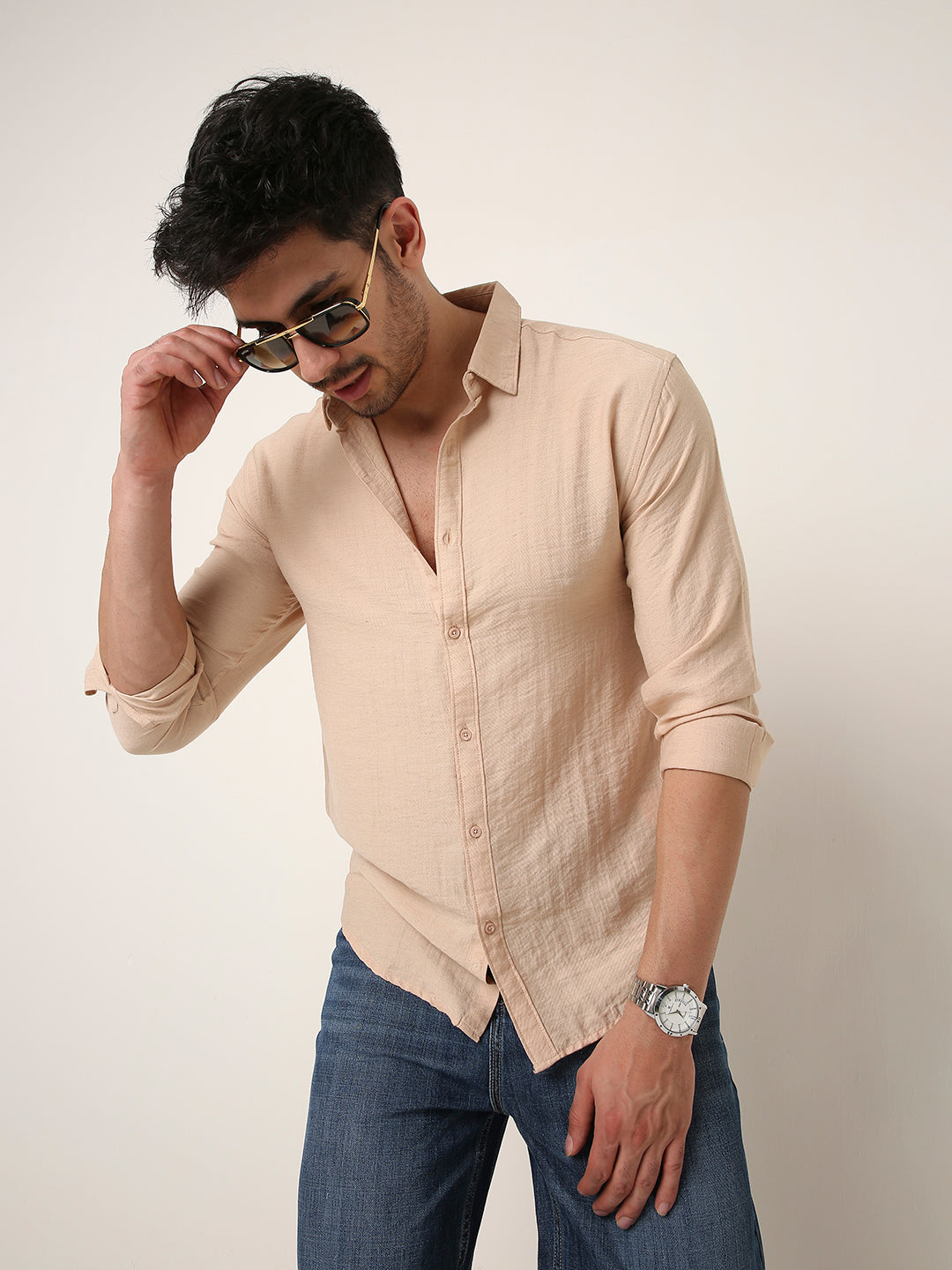 PEACH PERMIUM LINEN BLEND SHIRT