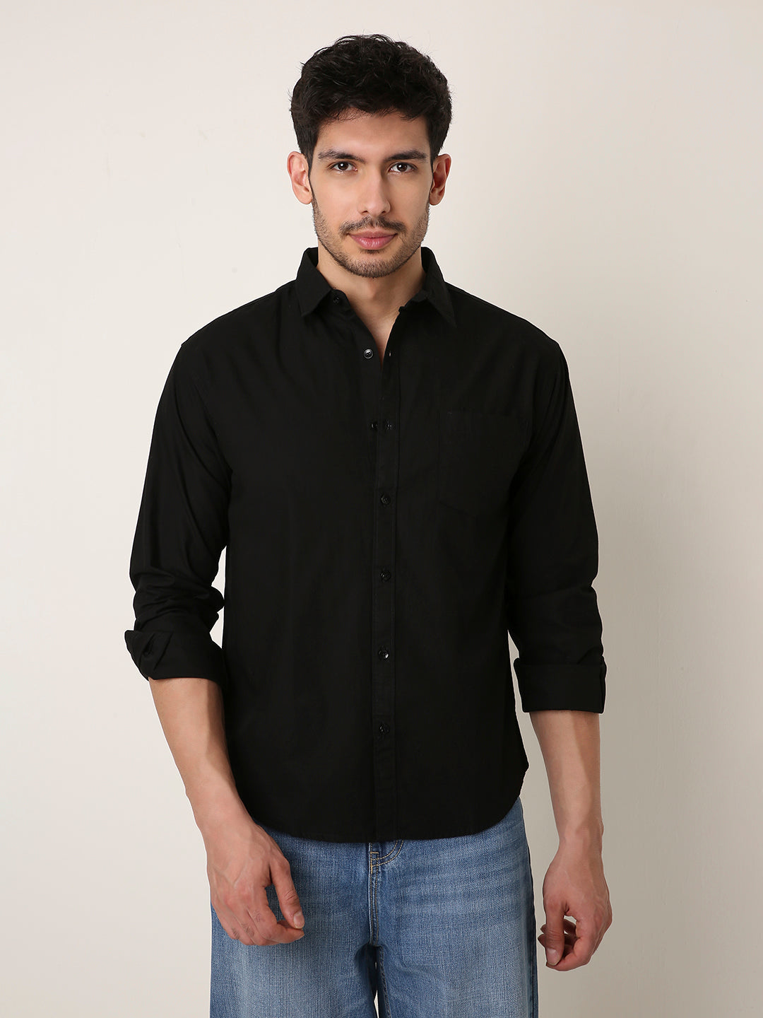 BLACK SIGNATURE TWILL COTTON SHIRT