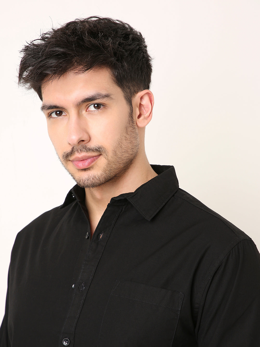 BLACK SIGNATURE TWILL COTTON SHIRT