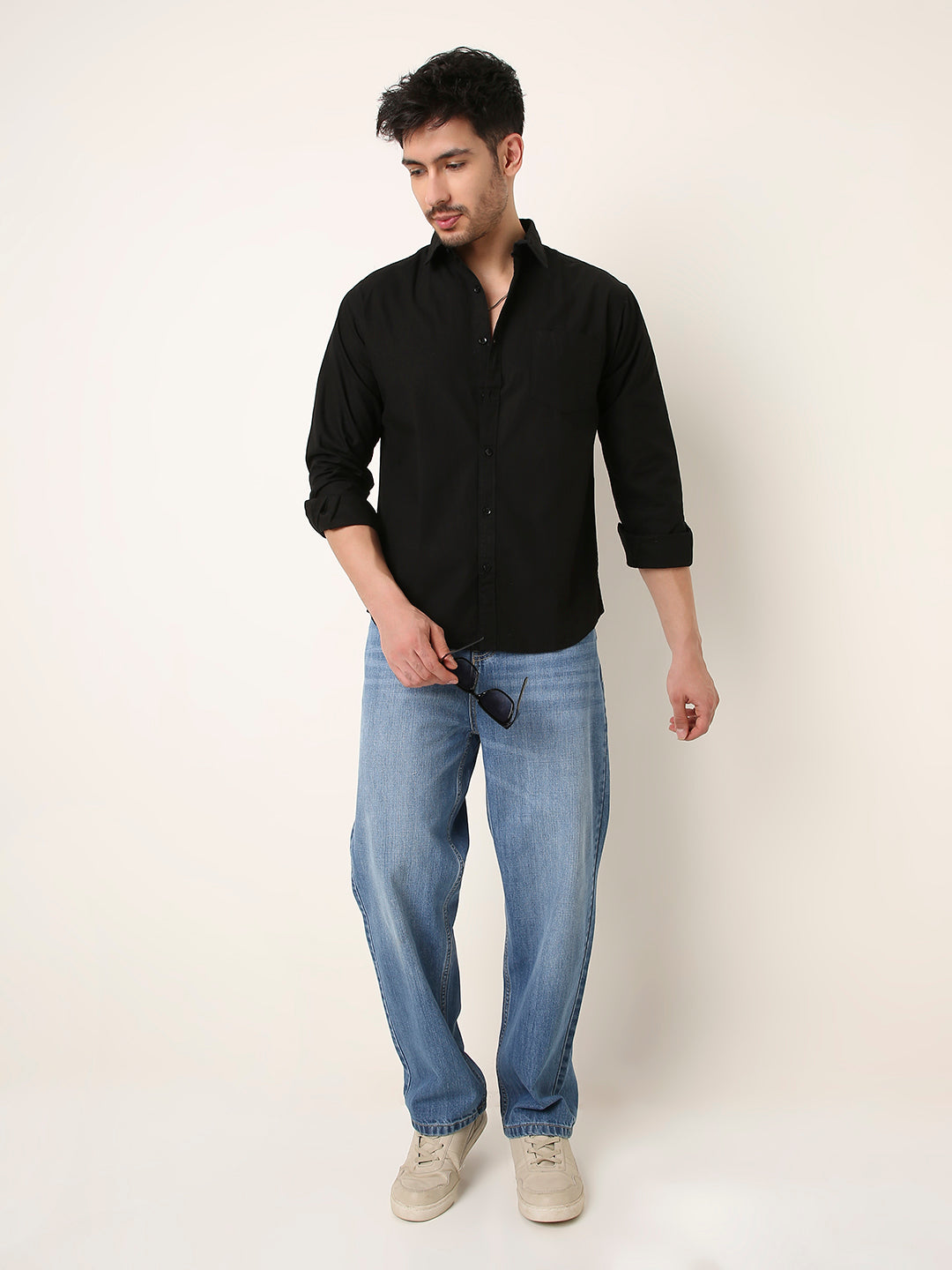 BLACK SIGNATURE TWILL COTTON SHIRT