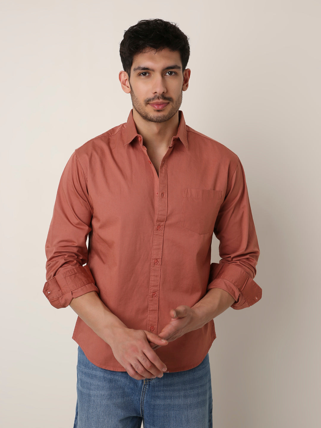 PEACH SIGNATURE TWILL COTTON SHIRT