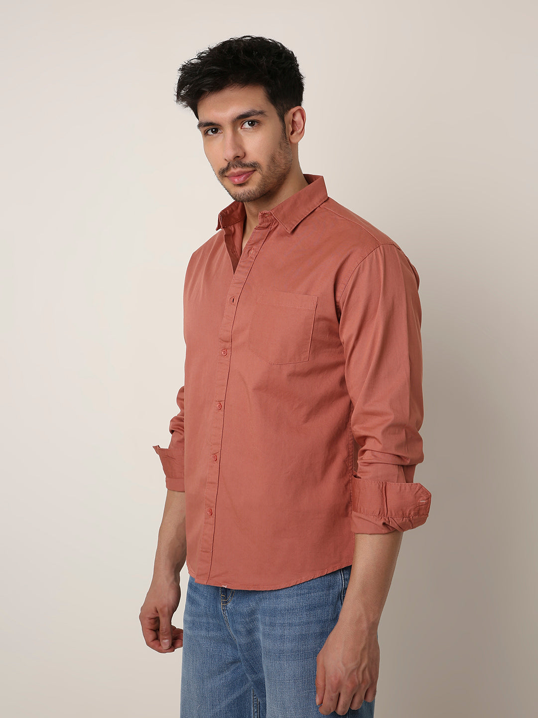 PEACH SIGNATURE TWILL COTTON SHIRT