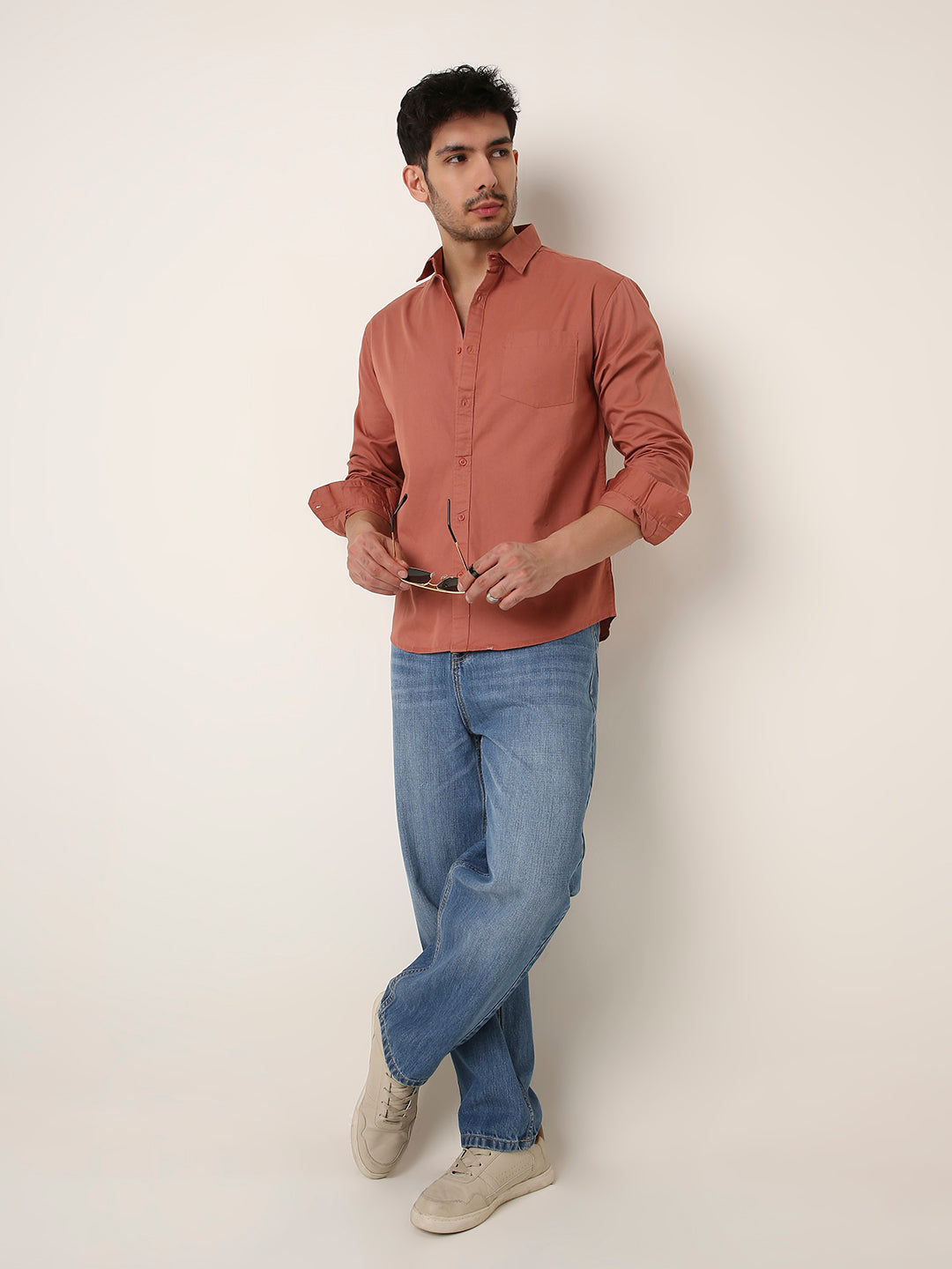 PEACH SIGNATURE TWILL COTTON SHIRT