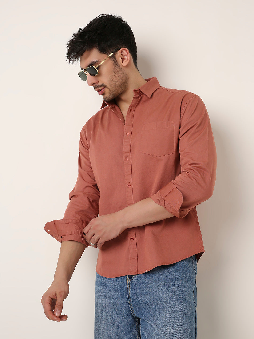 PEACH SIGNATURE TWILL COTTON SHIRT