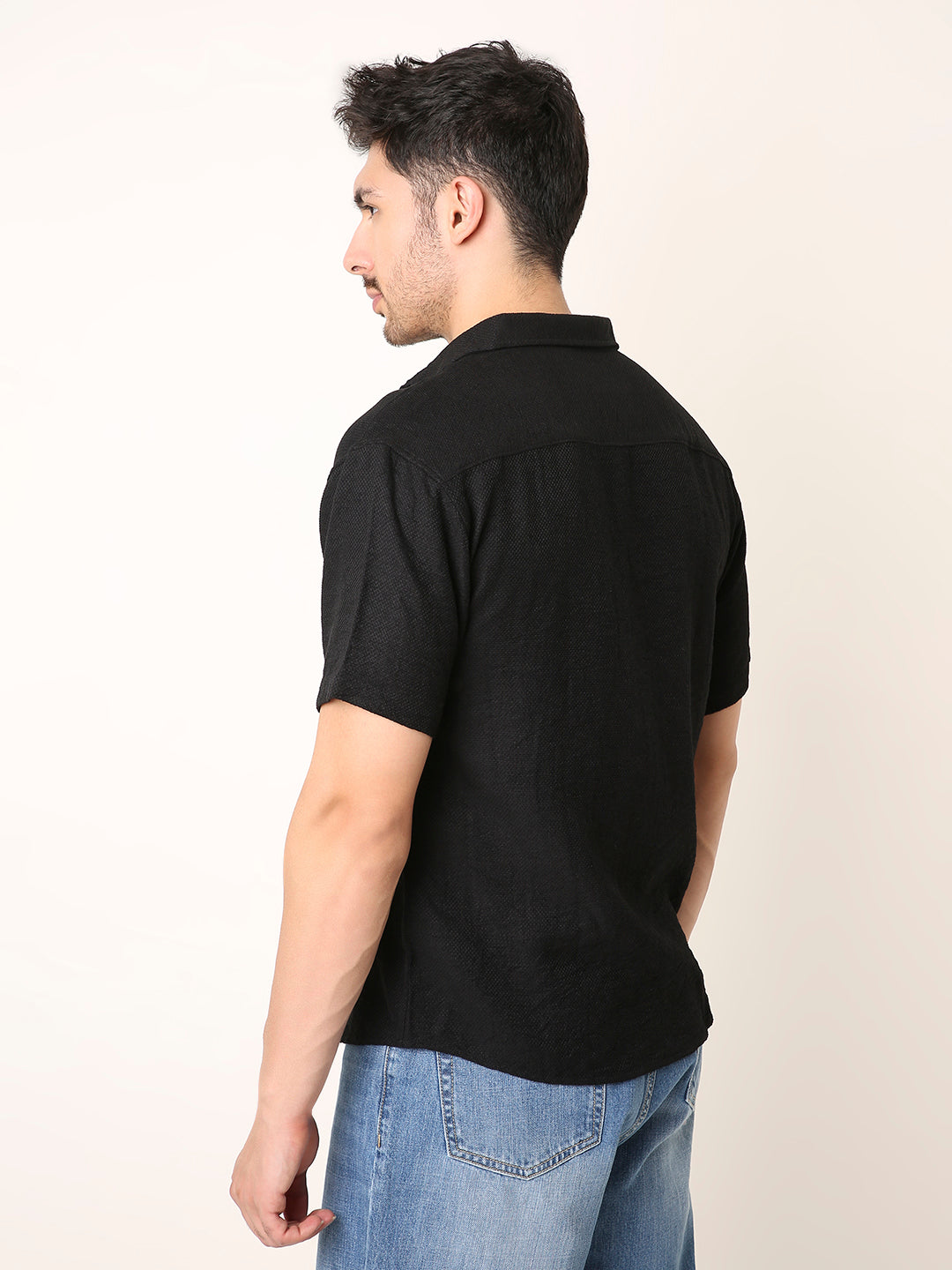 BLACK VISCOSE BLEND SHIRT