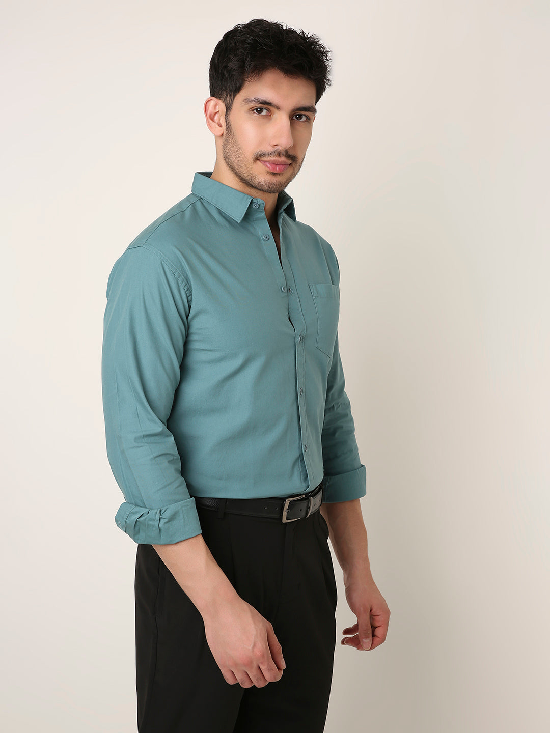 GREEN SIGNATURE TWILL COTTON SHIRT