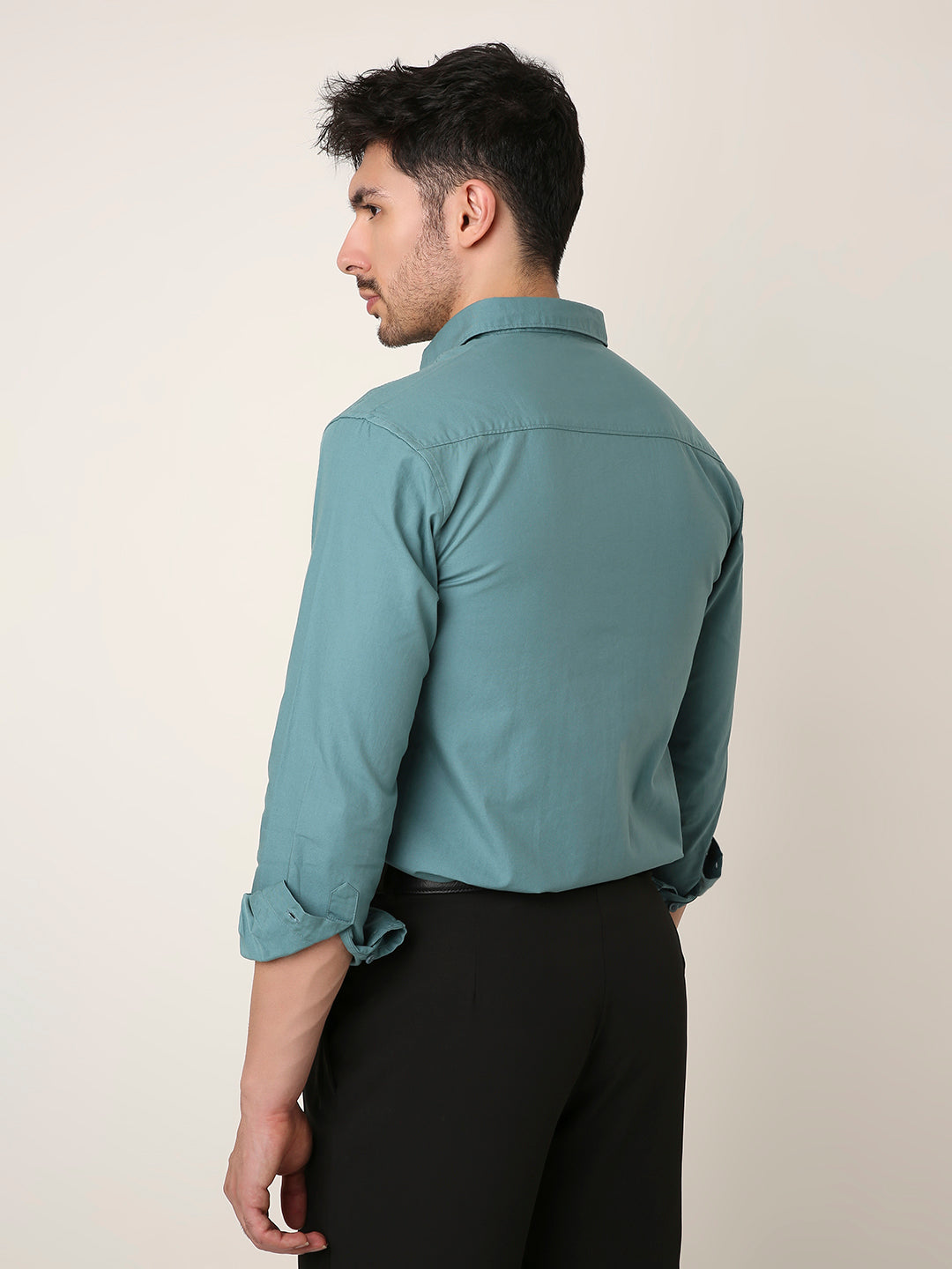 GREEN SIGNATURE TWILL COTTON SHIRT