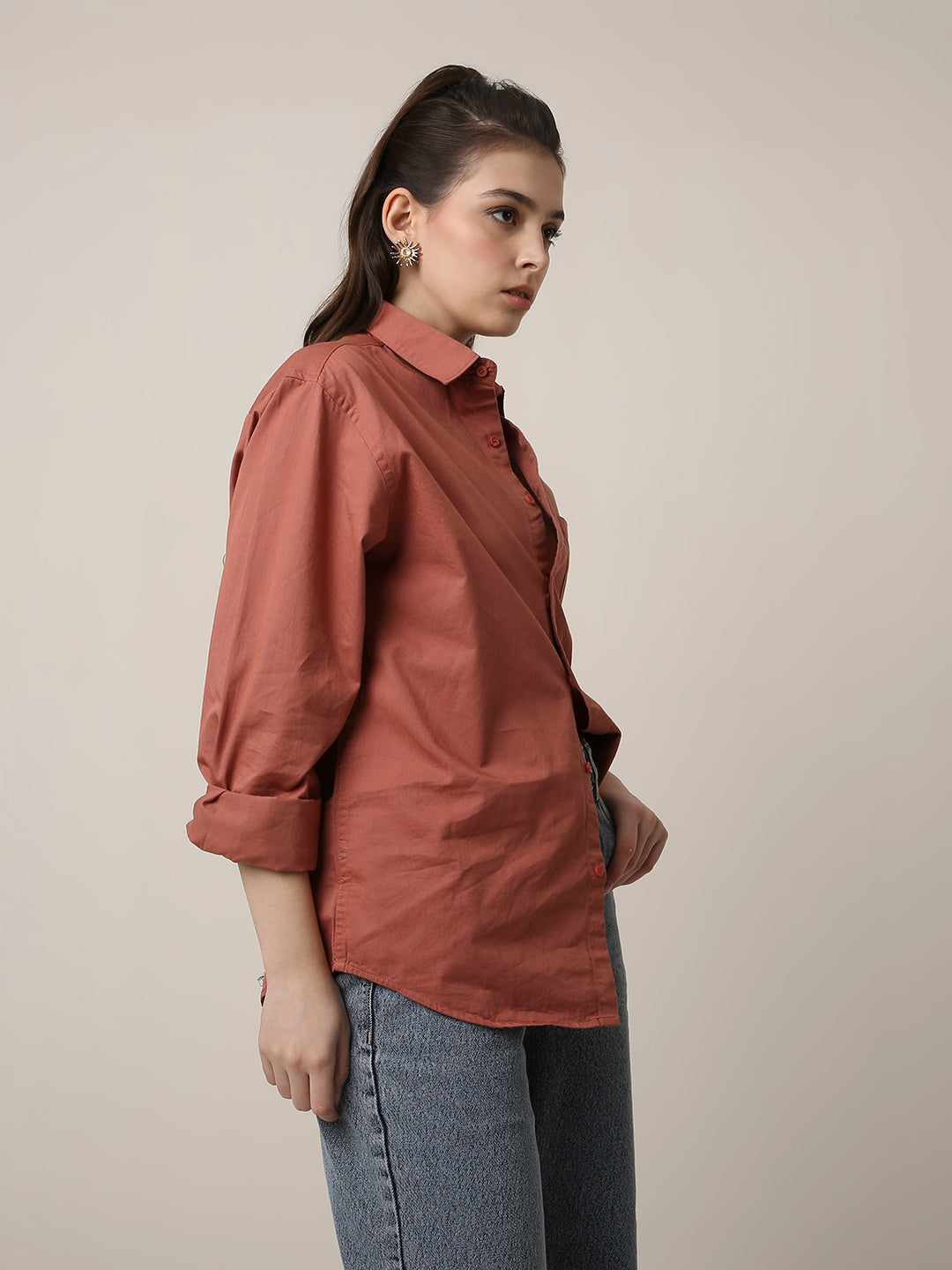 Rusty Peach Twill Oversized Shirt
