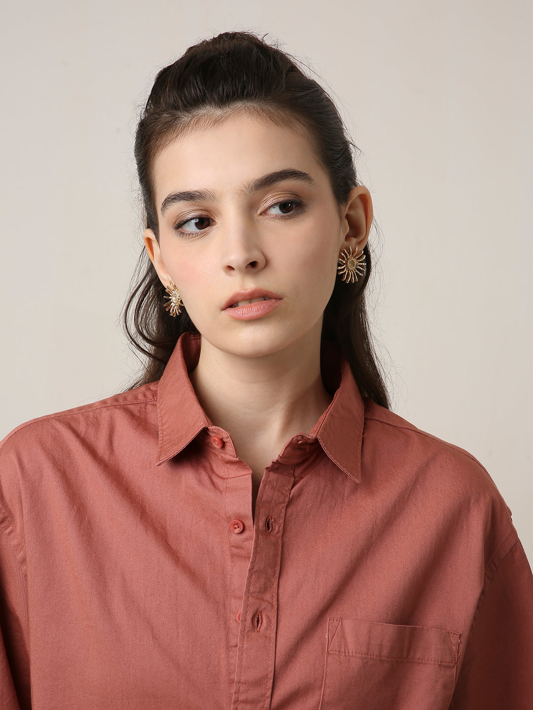 Rusty Peach Twill Oversized Shirt