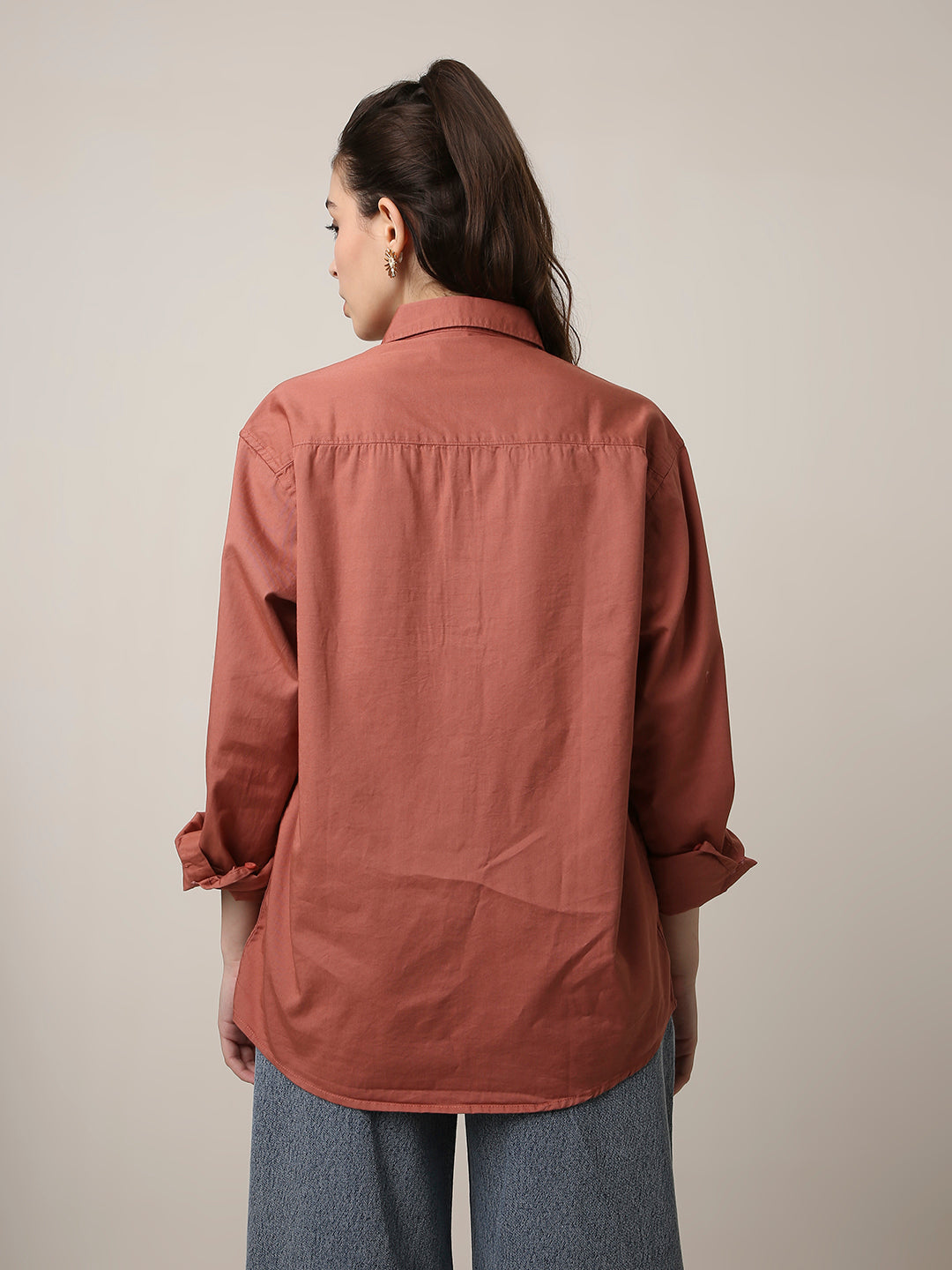 Rusty Peach Twill Oversized Shirt