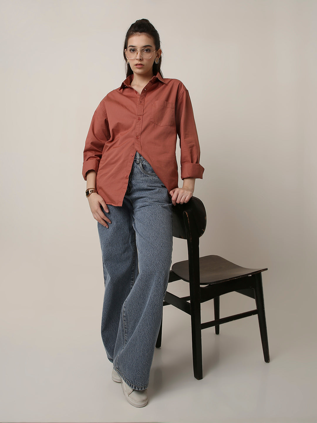 Rusty Peach Twill Oversized Shirt