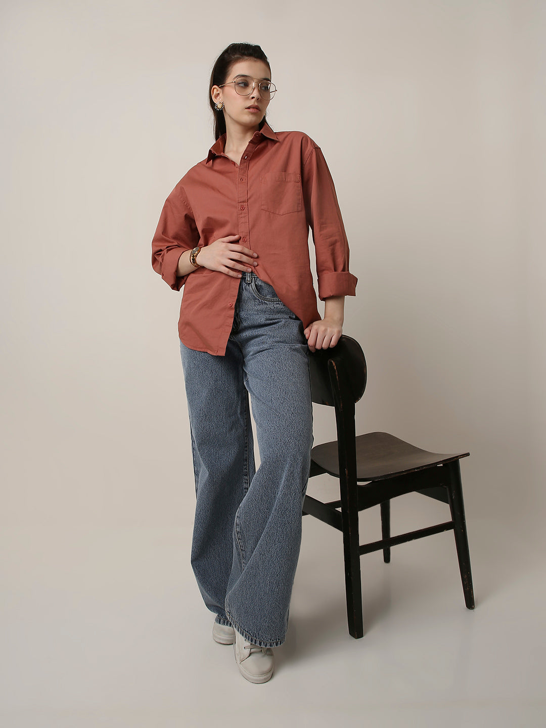 Rusty Peach Twill Oversized Shirt