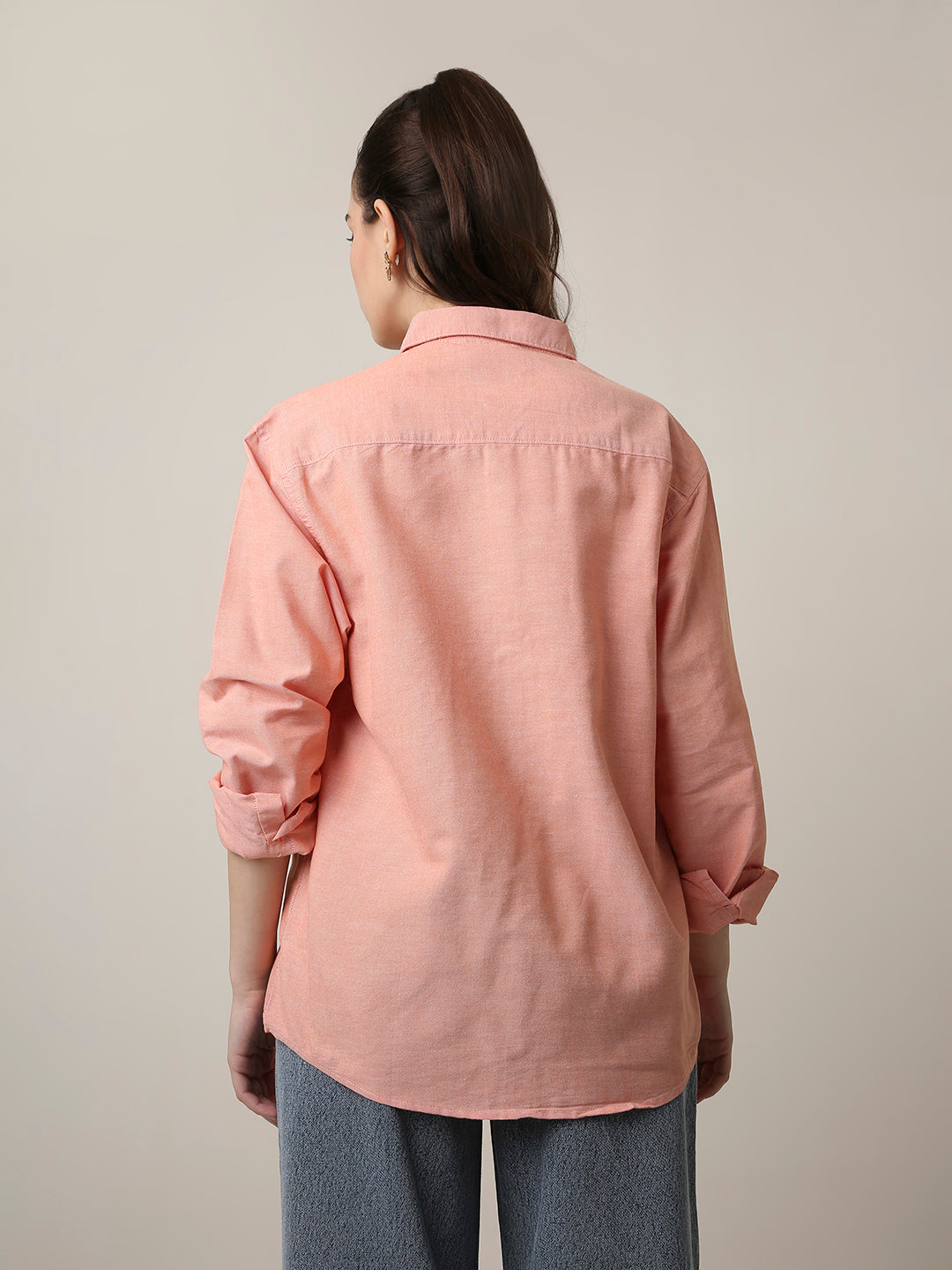 Peach Classic oxford Oversized Shirt