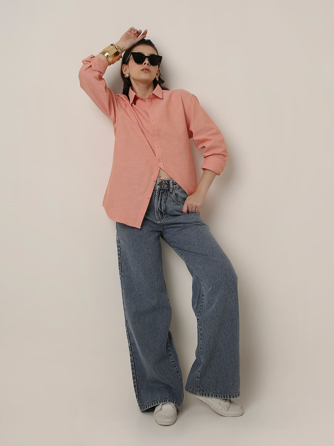 Peach Classic oxford Oversized Shirt