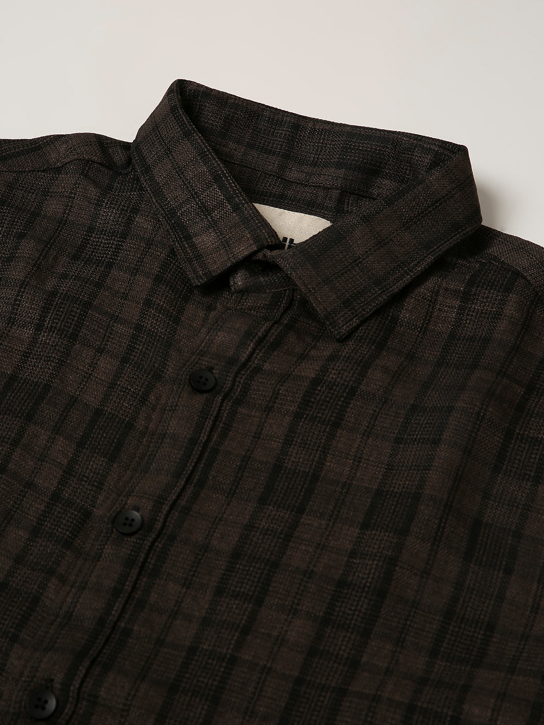 Dark Khaki Checked Oversized Shirt