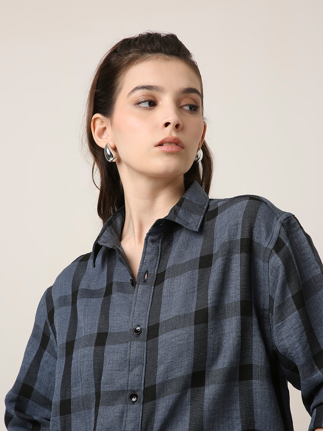 Blue Plaid Oversized Shirt