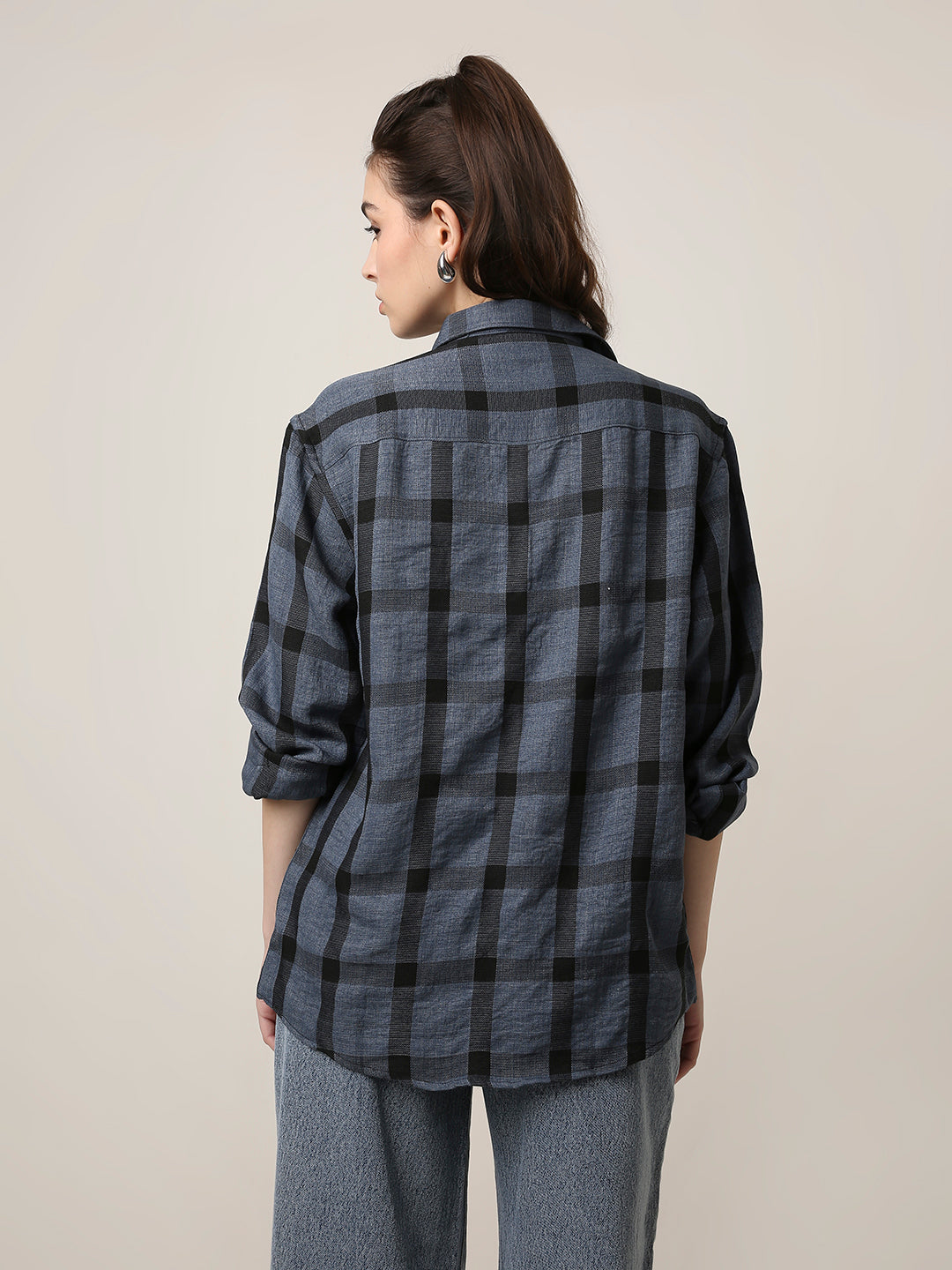 Blue Plaid Oversized Shirt