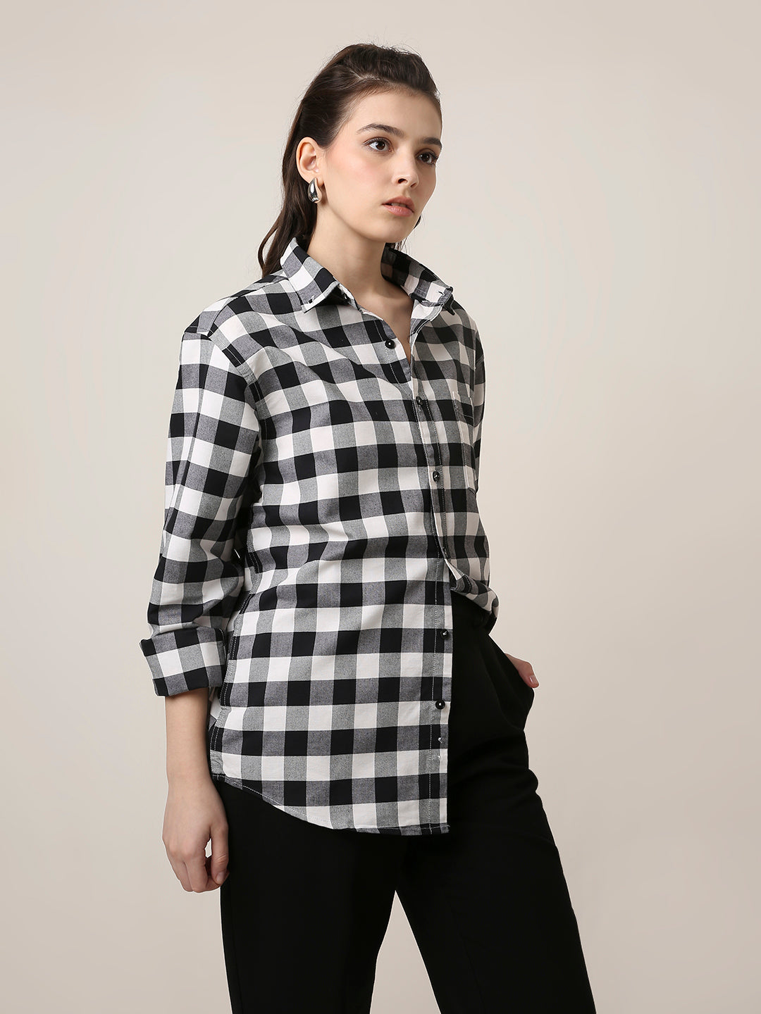 Oxford Black Checkered Oversized Shirt