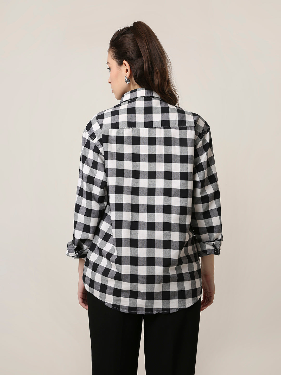 Oxford Black Checkered Oversized Shirt