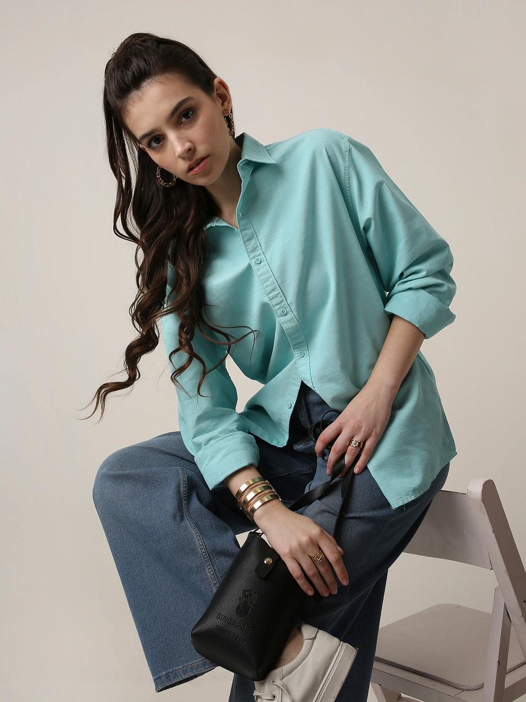 Mint Green Classic Oxford Oversized Shirt