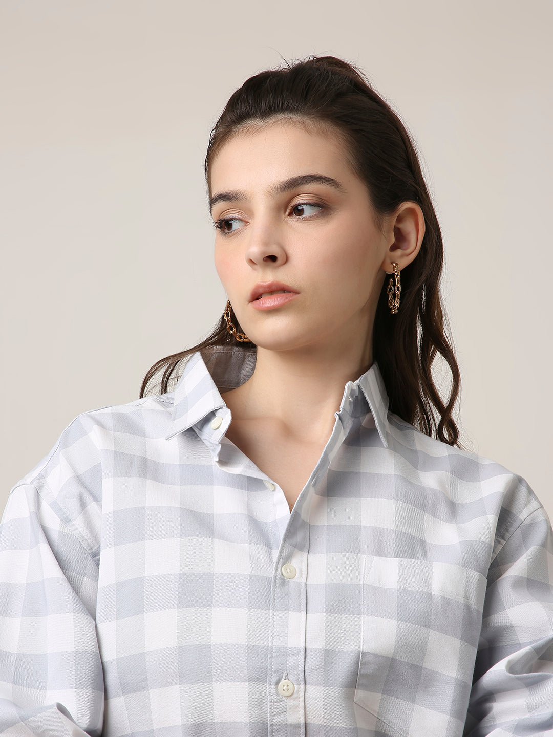 Oxford Grey Checkered Oversized Shirt