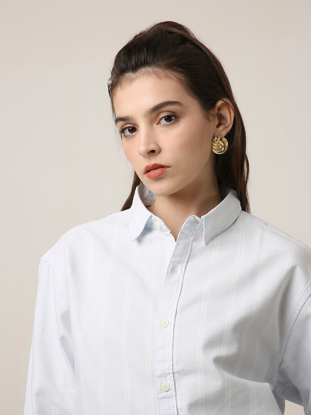 Sky Blue Oxford Striped Oversized Shirt