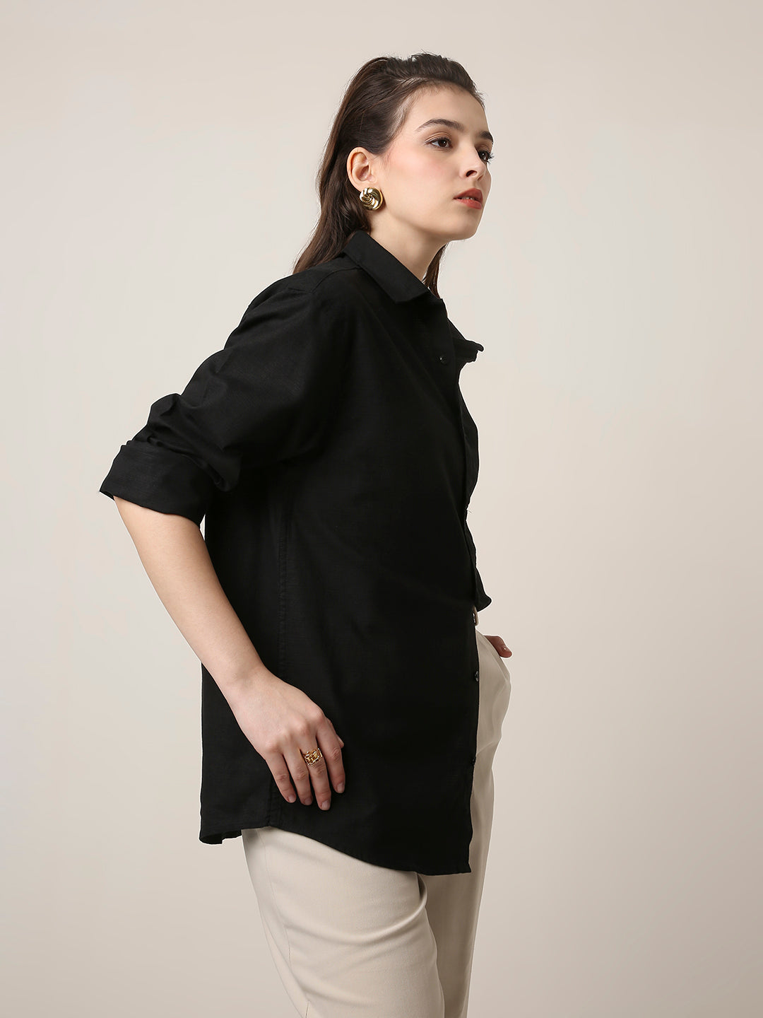 Black Twill Oversized Shirt