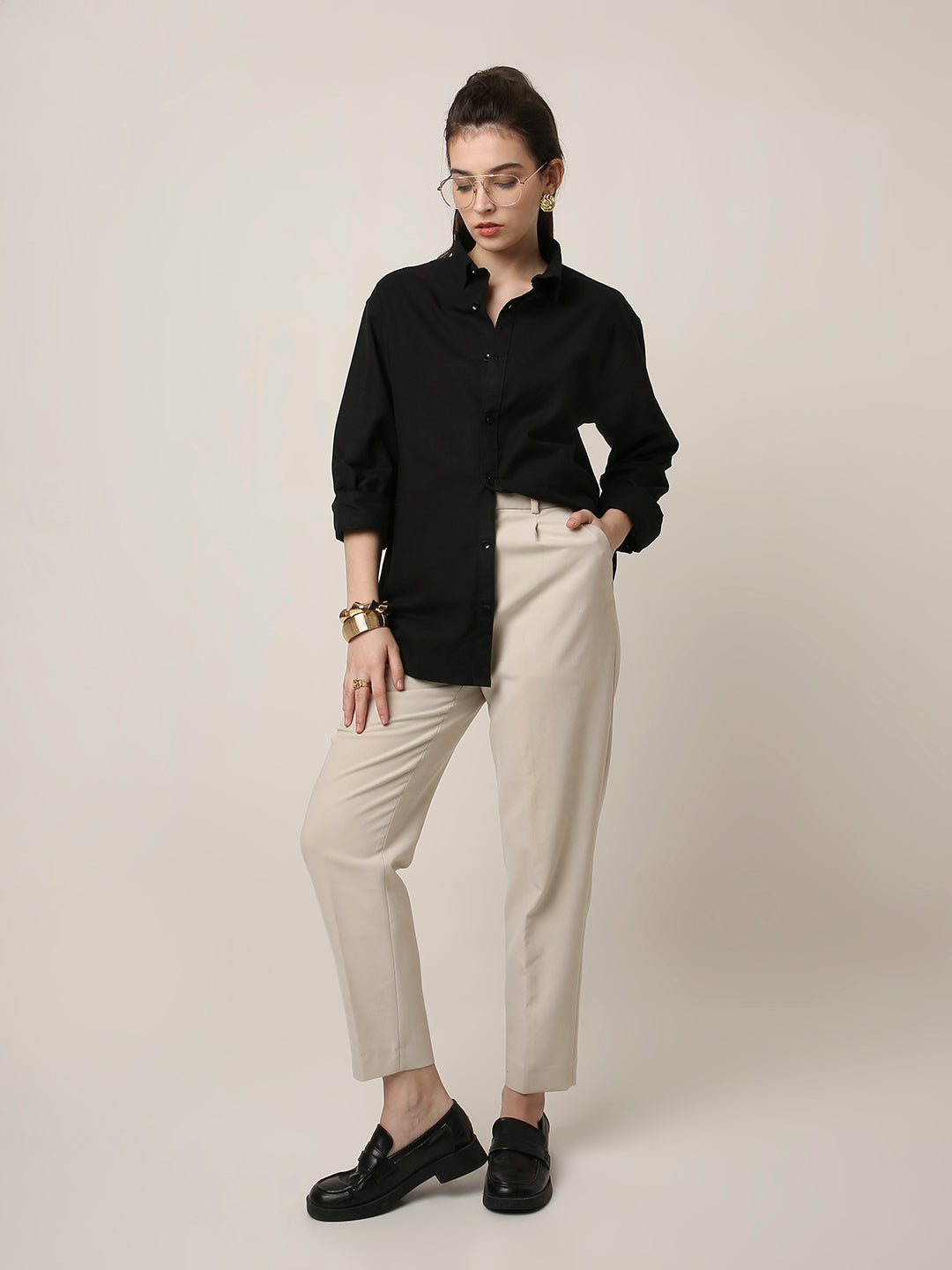 Black Twill Oversized Shirt