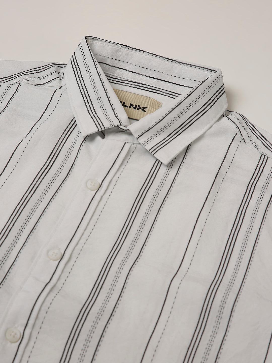 White Textured Stripe Oversized Shirt
