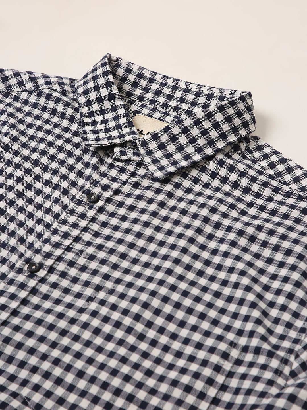 NAVY BLUE OXFORD GINGHAM COTTON SHIRT