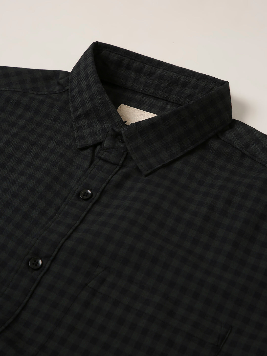 DARK GREEN OXFORD GINGHAM COTTON SHIRT