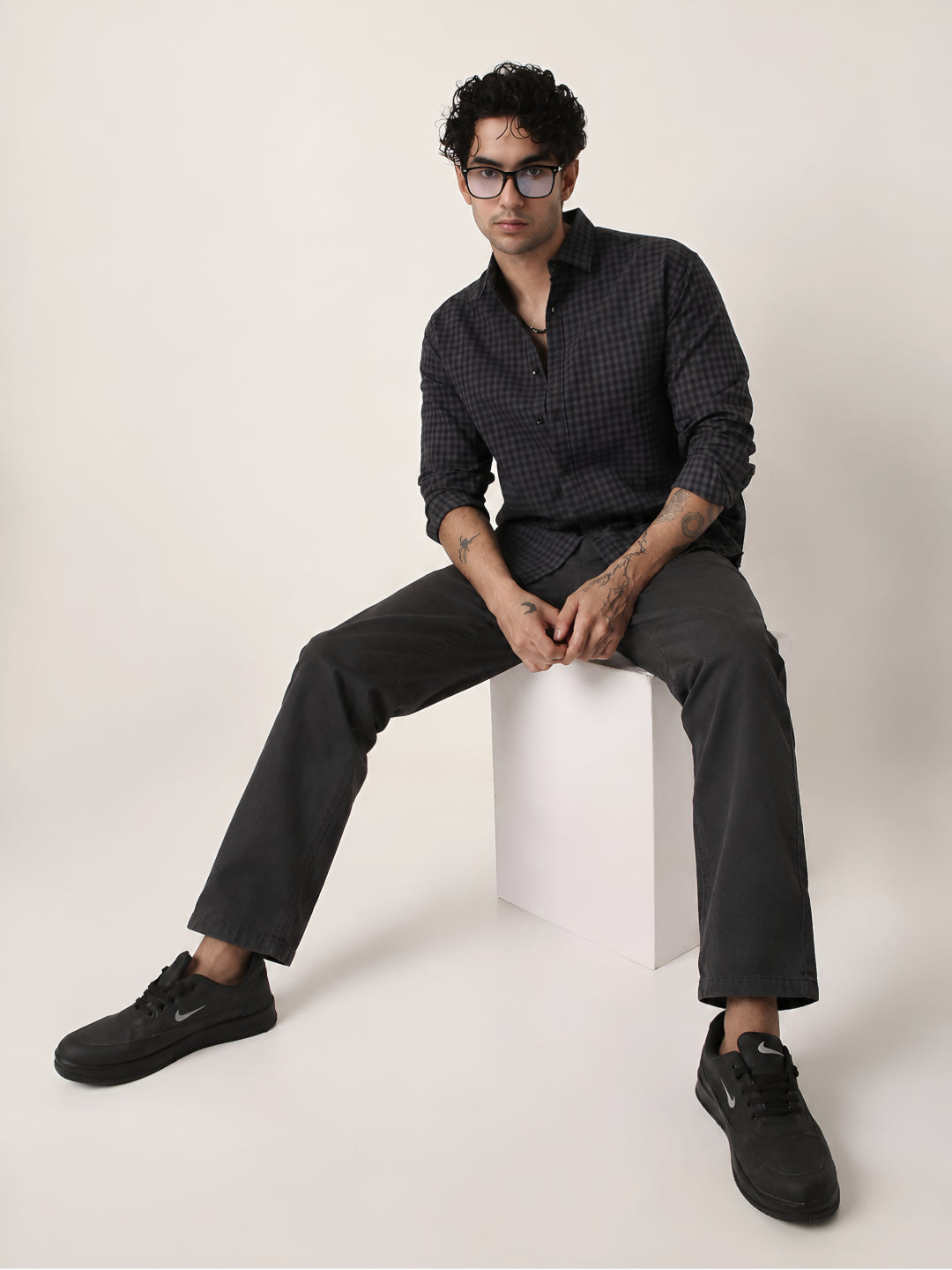 Dark Grey Slim-Fit Casual Trousers