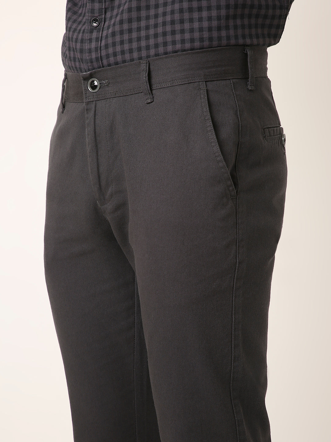 Dark Grey Slim-Fit Casual Trousers