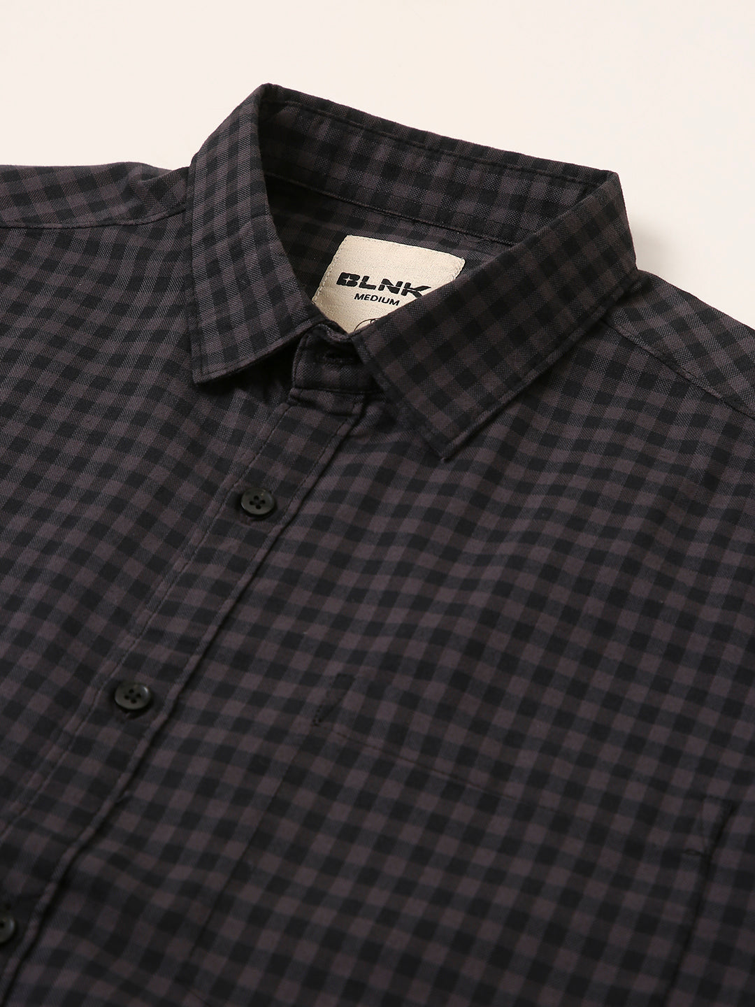 DARK GRAY OXFORD GINGHAM COTTON SHIRT