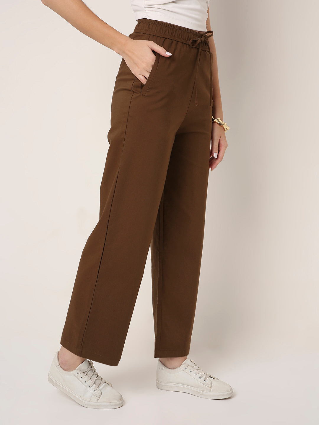 KHAKI High-Waist Wide-Leg Pants