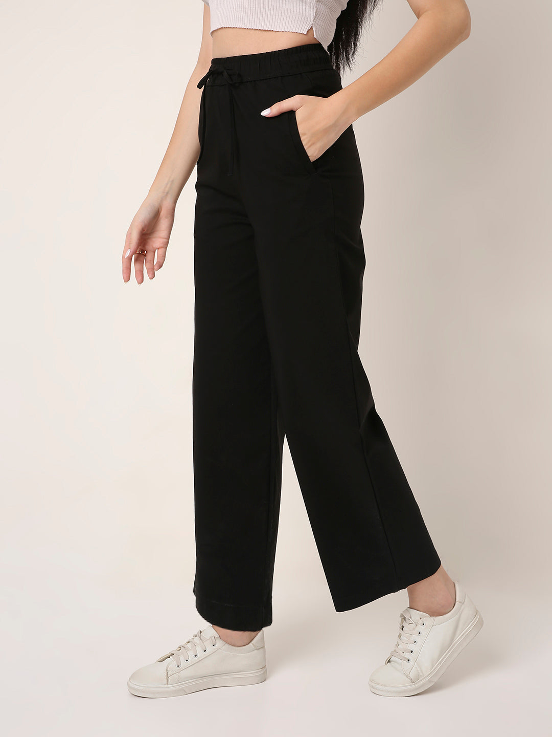 BLACK High-Waist Wide-Leg Pants