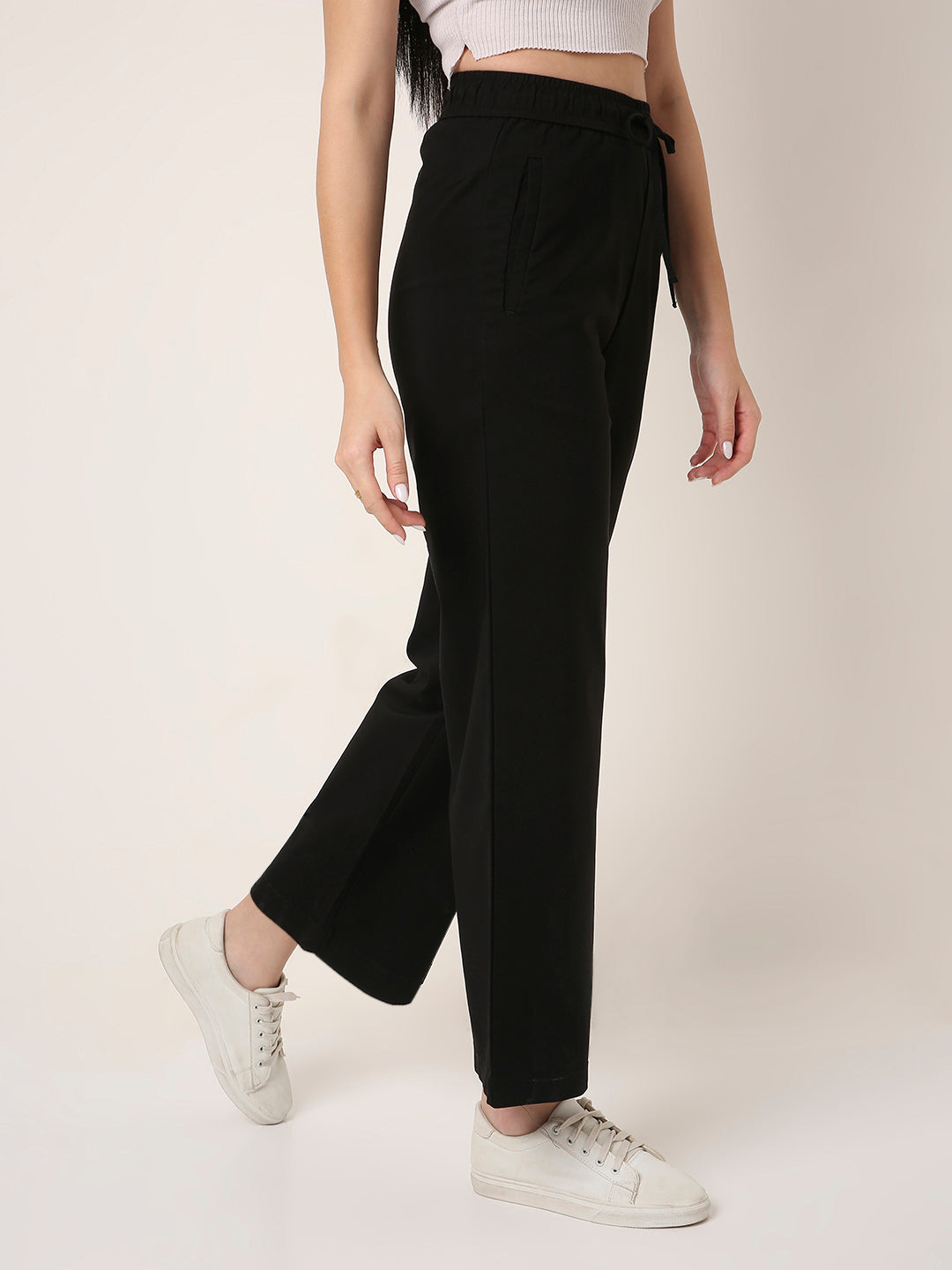 BLACK High-Waist Wide-Leg Pants
