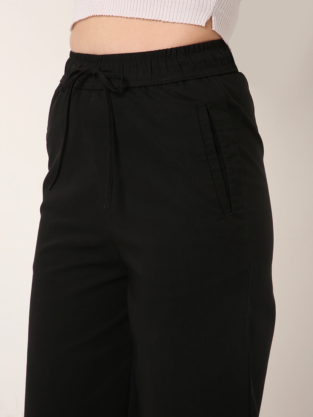 BLACK High-Waist Wide-Leg Pants