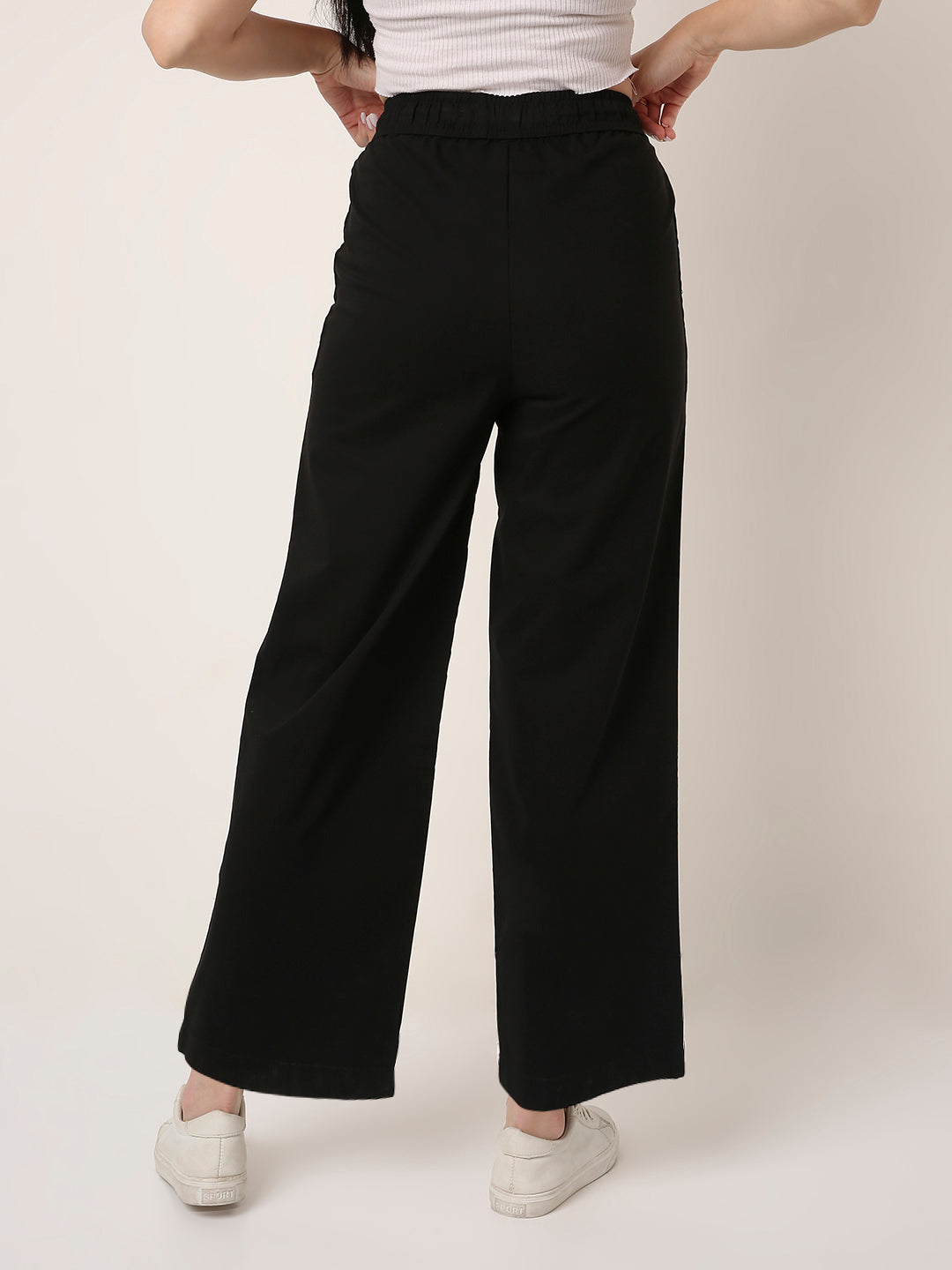 BLACK High-Waist Wide-Leg Pants