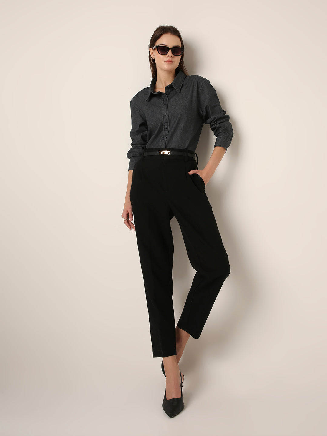 light Grey Casual Denim Shirt