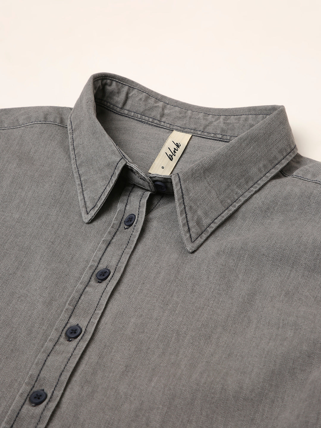 light Grey Casual Denim Shirt