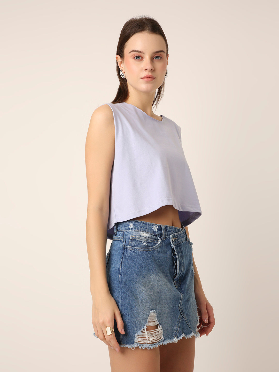 LAVENDER Sleeveless Crop Top