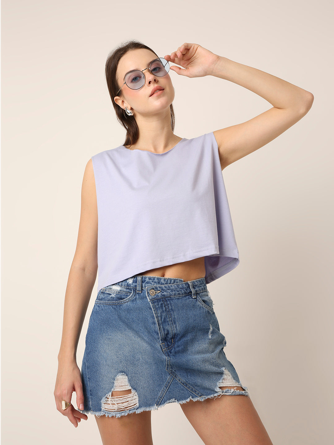 LAVENDER Sleeveless Crop Top