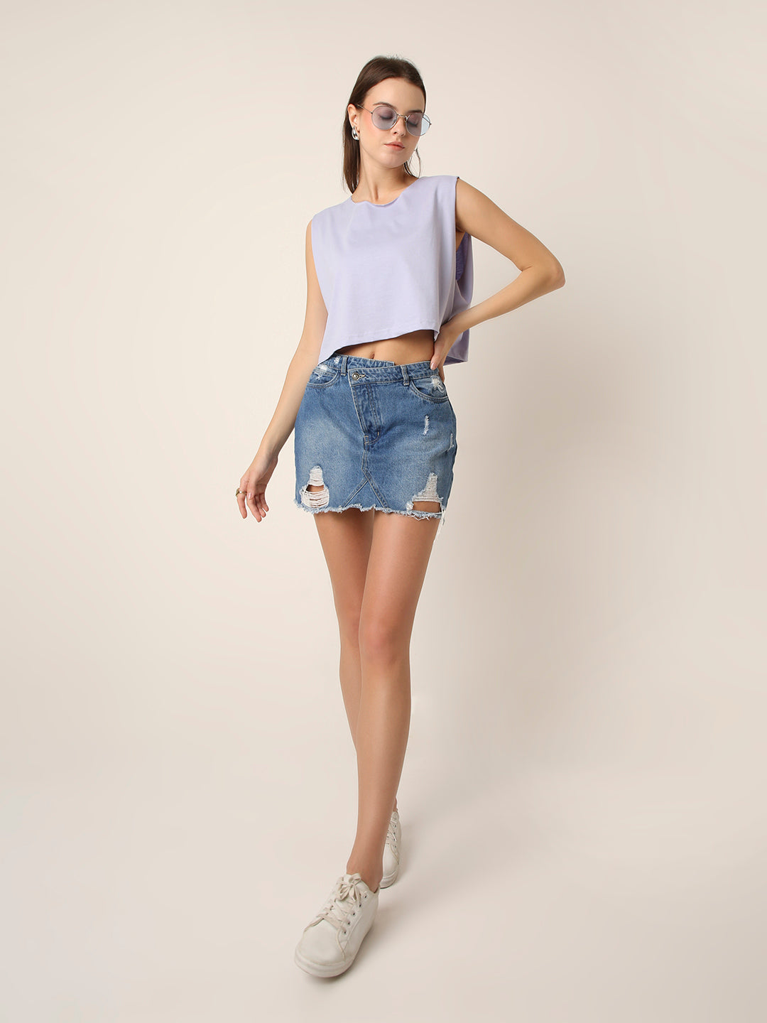 LAVENDER Sleeveless Crop Top