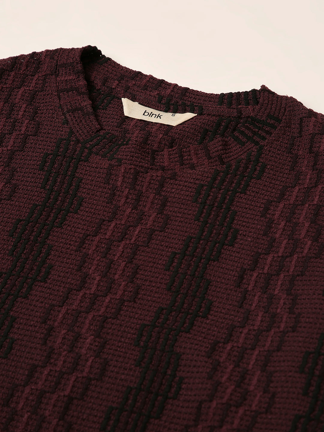 Burgundy PATTERNED CREW NECK BOYFRIEND T-SHIRT