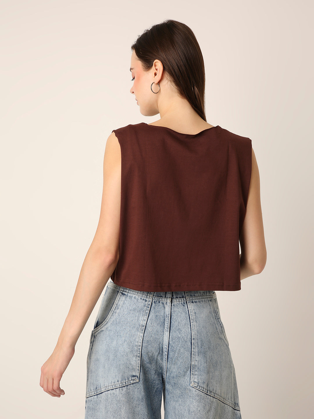 BROWN Sleeveless Crop Top