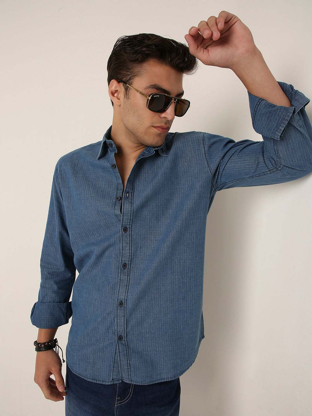 Casual Denim MID Blue Button-Down Shirt