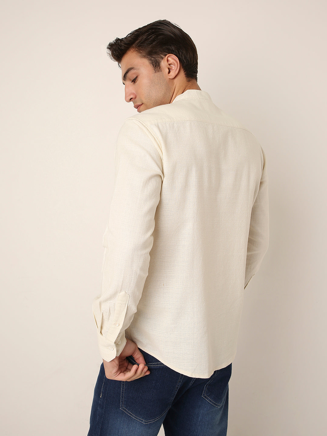 CREAM Premium Cotton Mandarin Collar Shirt